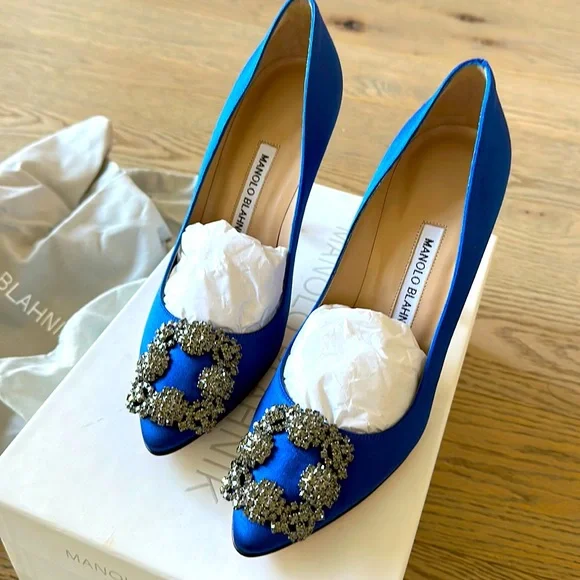 Manolo Blahnik | Shoes | Manolo Blahnik Hangisi Blue Satin